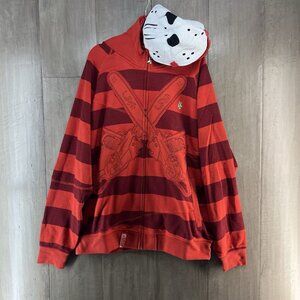 LRG Friday the 47th Full Zip Striped Hoodie Removable Face Mask Red Men's XL